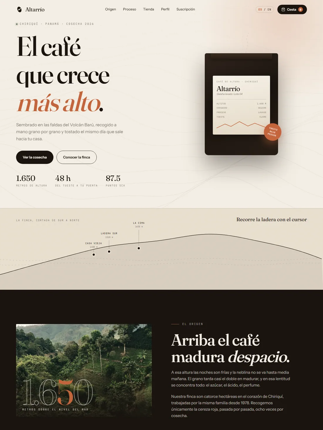 Tienda en línea de Altarrío, café de altura