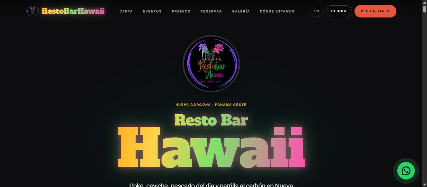 Sitio web de RestoBar Hawaii